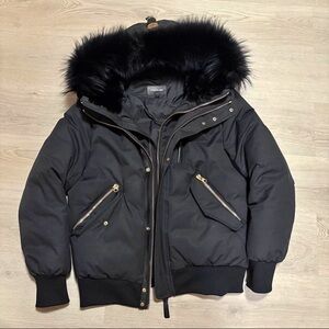Mackage Black Fur-Trimmed Hooded Jacket